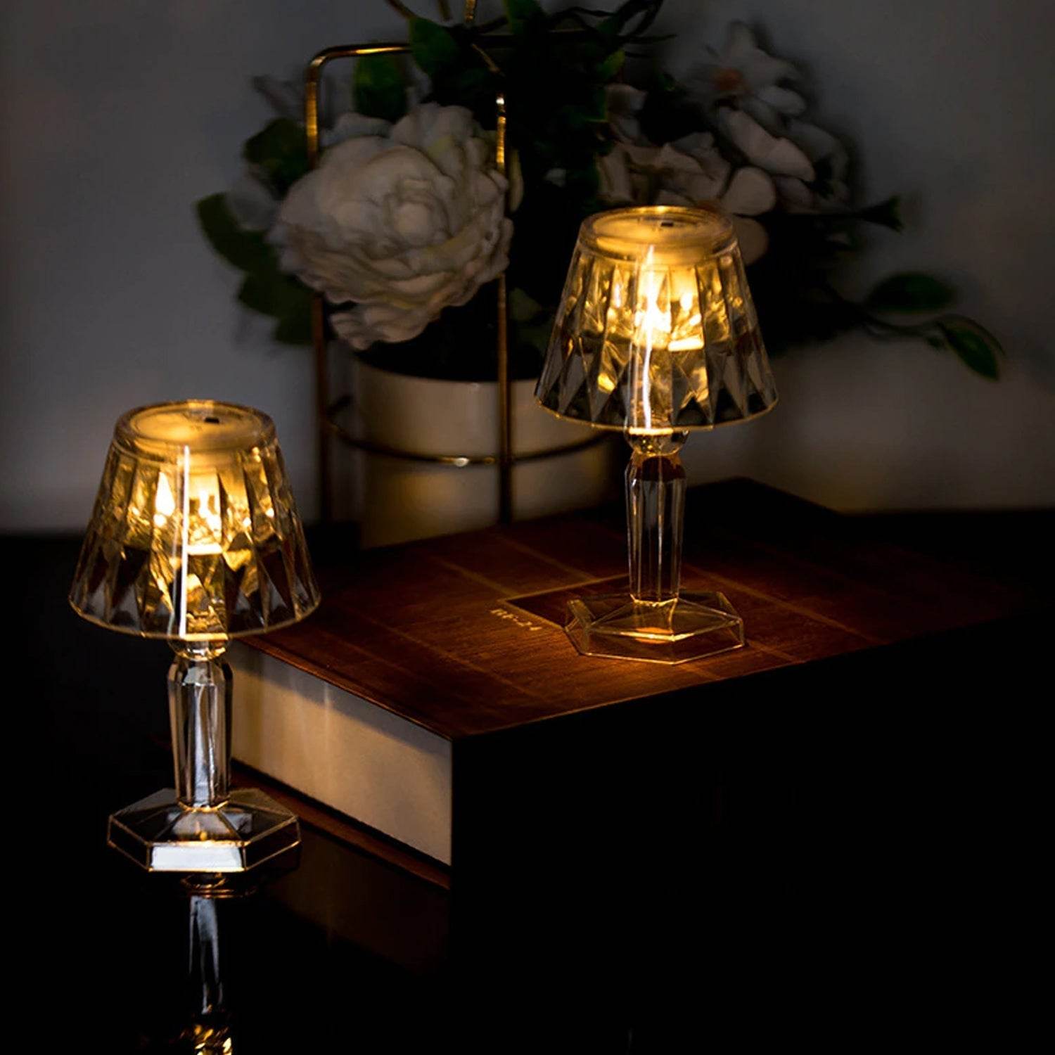 2in1 Transparent Mini Crystal Table Lamp with Reflection Light - infinityexculsivestore.com