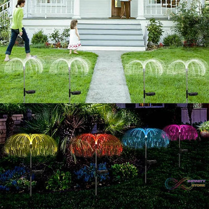 2pcs Garden Solar Outdoor Lights Decorative , 7 Colors Changing RGB Light Waterproof Flower Jellyfish Firework Decor for Garden Patio Landscape Pathway Yard Holiday Decor - infinityexculsivestore.com