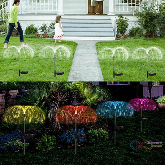 2pcs Garden Solar Outdoor Lights Decorative , 7 Colors Changing RGB Light Waterproof Flower Jellyfish Firework Decor for Garden Patio Landscape Pathway Yard Holiday Decor - infinityexculsivestore.com