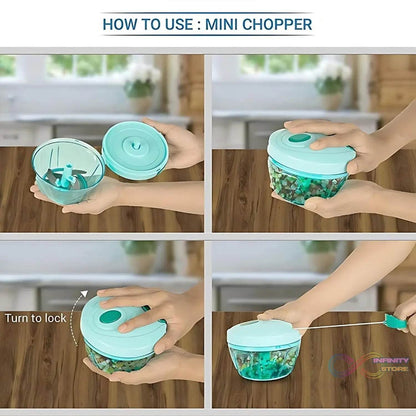3 Blades Handy Chopper and Slicer Used Widely for chopping and Slicing (450 ML / 1 Pc) - infinityexculsivestore.com