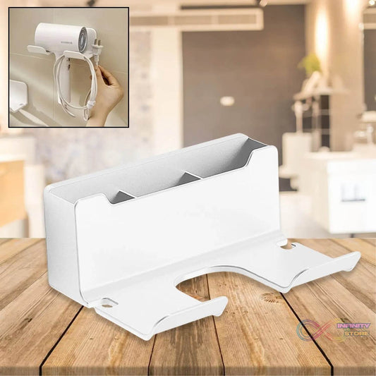 3 Compartment Wall Mount Hair Blower, Hair Dryers Holder (1 Pc) - infinityexculsivestore.com