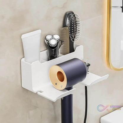 3 Compartment Wall Mount Hair Blower, Hair Dryers Holder (1 Pc) - infinityexculsivestore.com