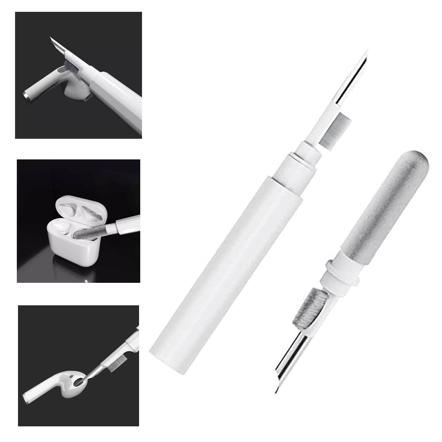 3 In 1 Earbuds Cleaning Pen For Cleaning Of Ear Buds And Ear Phones Easily Without Having Any Damage. - infinityexculsivestore.com