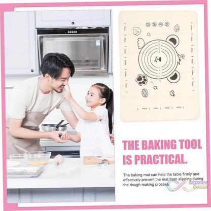 3 In 1 Low Silicone Baking Mat With Wooden Belan & Cake Scraper (3 Pcs Set / 70×50 CM) - infinityexculsivestore.com
