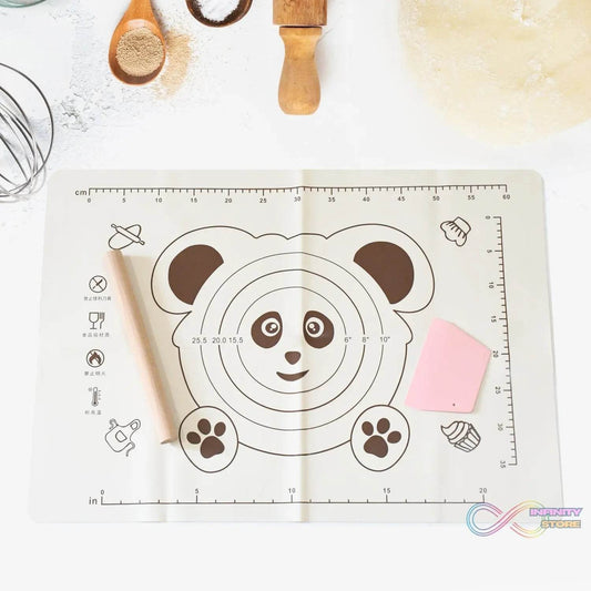 3 In 1 Silicone Baking Mat With Wooden Belan & Cake Scraper (3 Pcs Set / 50×70 CM) - infinityexculsivestore.com