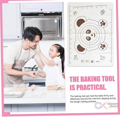 3 In 1 Silicone Baking Mat With Wooden Belan & Cake Scraper (3 Pcs Set / 50×70 CM) - infinityexculsivestore.com