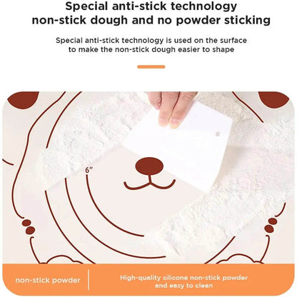 3 In1 Silicone Baking Mat With Wooden Belan & Cake Scraper (3 Pcs Set / 65×45 CM) - infinityexculsivestore.com
