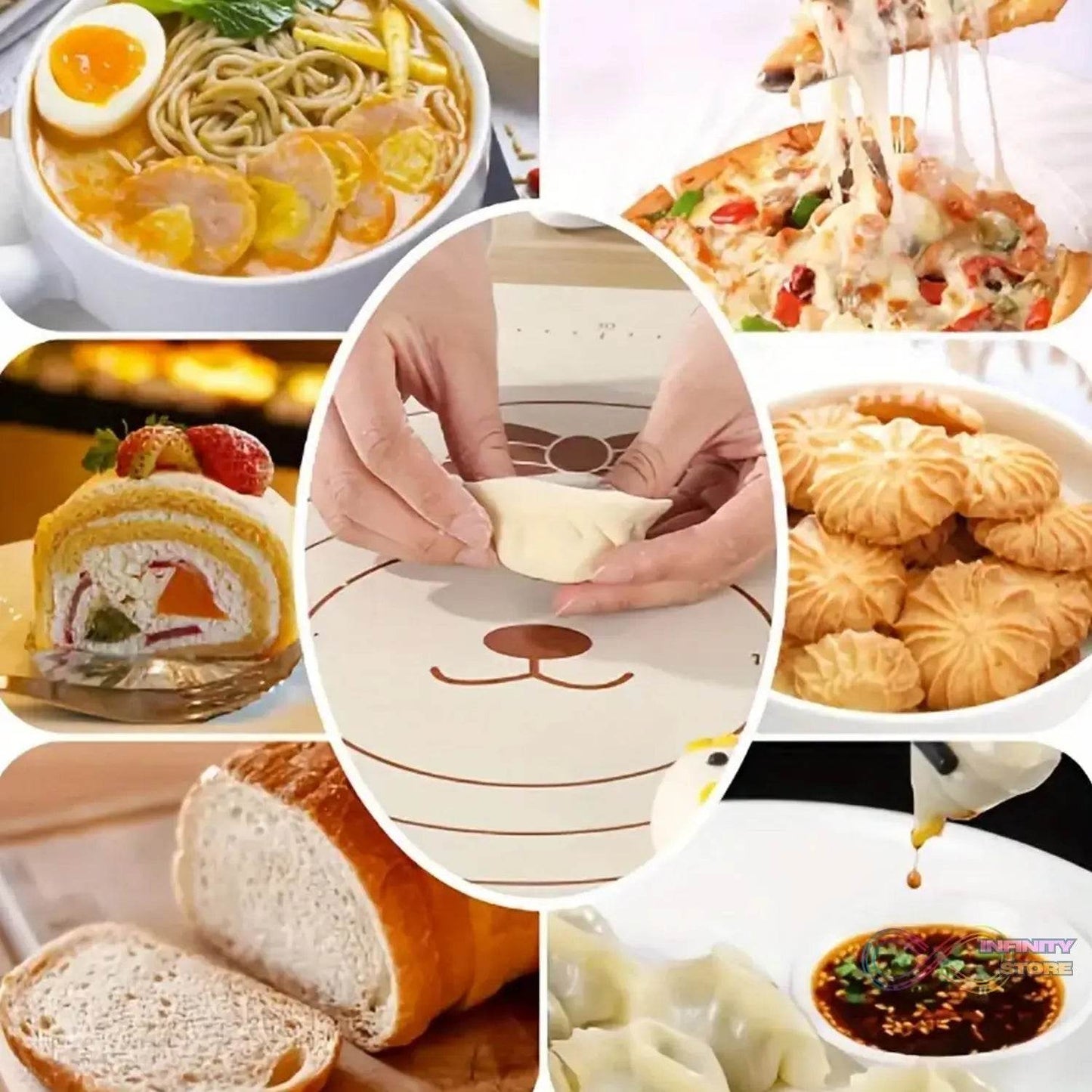 3 In1 Silicone Baking Mat With Wooden Belan & Cake Scraper (3 Pcs Set / 65×45 CM) - infinityexculsivestore.com