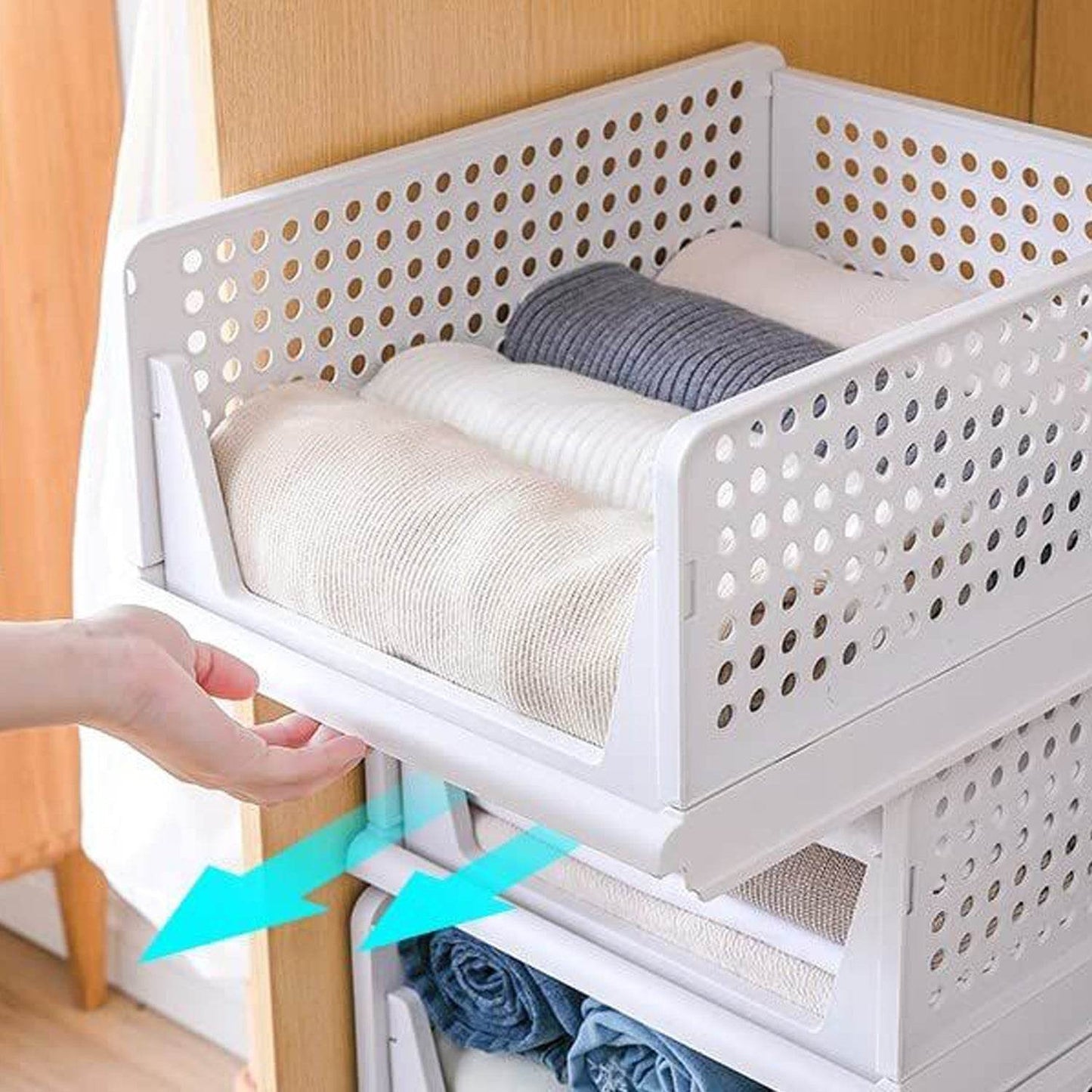 3 Layer Clothes Organizer for Wardrobe Cupboard Organizer for Clothes Foldable and Stackable Closet Organizer Drawer Organizer for Clothes, Multi Purpose Plastic Drawer - infinityexculsivestore.com