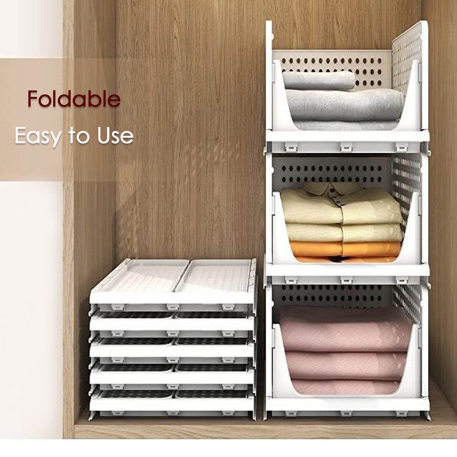 3 Layer Clothes Organizer for Wardrobe Cupboard Organizer for Clothes Foldable and Stackable Closet Organizer Drawer Organizer for Clothes, Multi Purpose Plastic Drawer - infinityexculsivestore.com