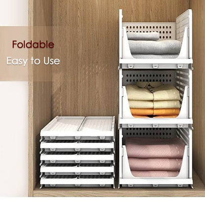 3 Layer Clothes Organizer for Wardrobe Cupboard Organizer for Clothes Foldable and Stackable Closet Organizer Drawer Organizer for Clothes, Multi Purpose Plastic Drawer - infinityexculsivestore.com