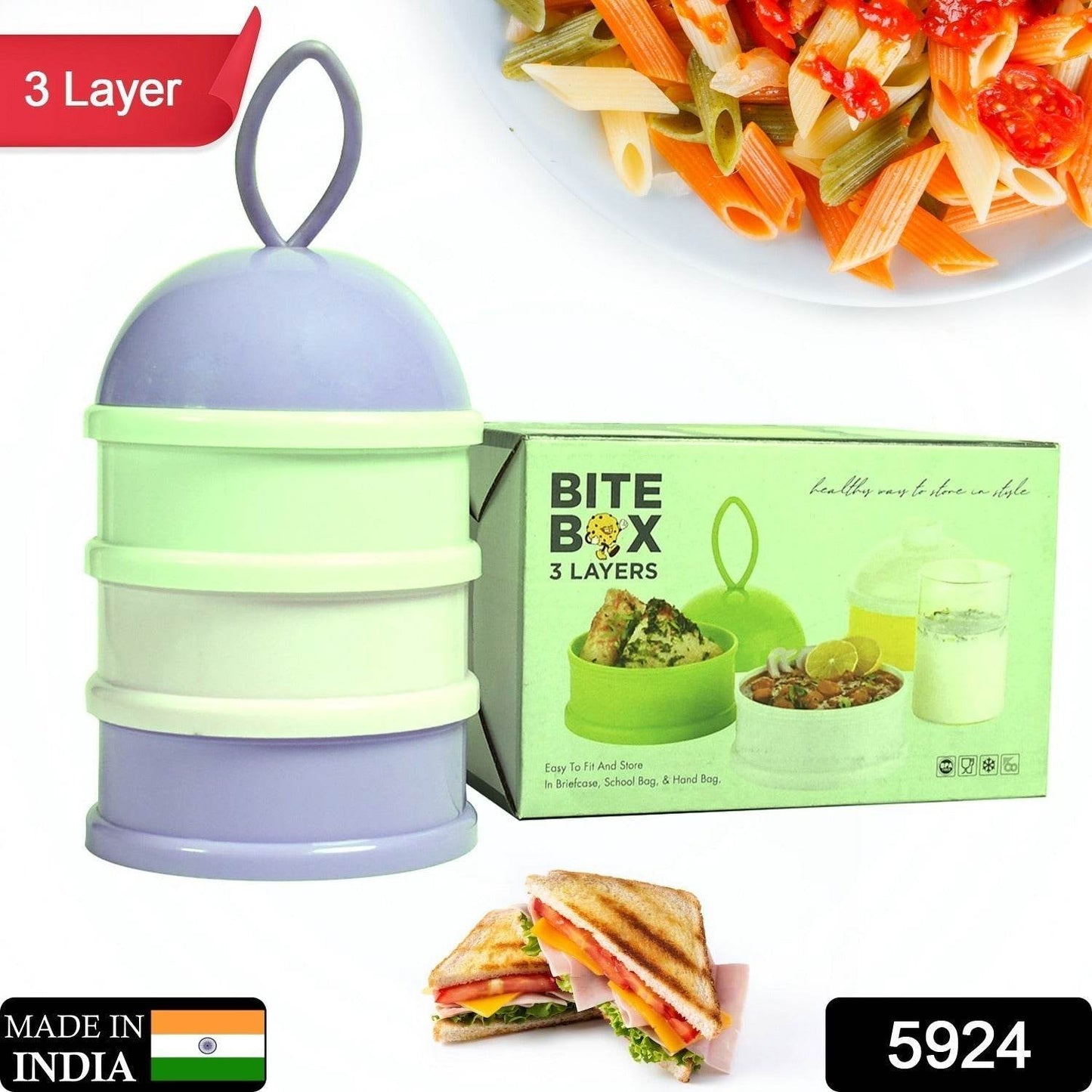 3 Layer Cute Portable Baby Food Milk Powder Storage Box Bottle Container Milk Powder Baby Food Container Bowl. (Purple) - infinityexculsivestore.com