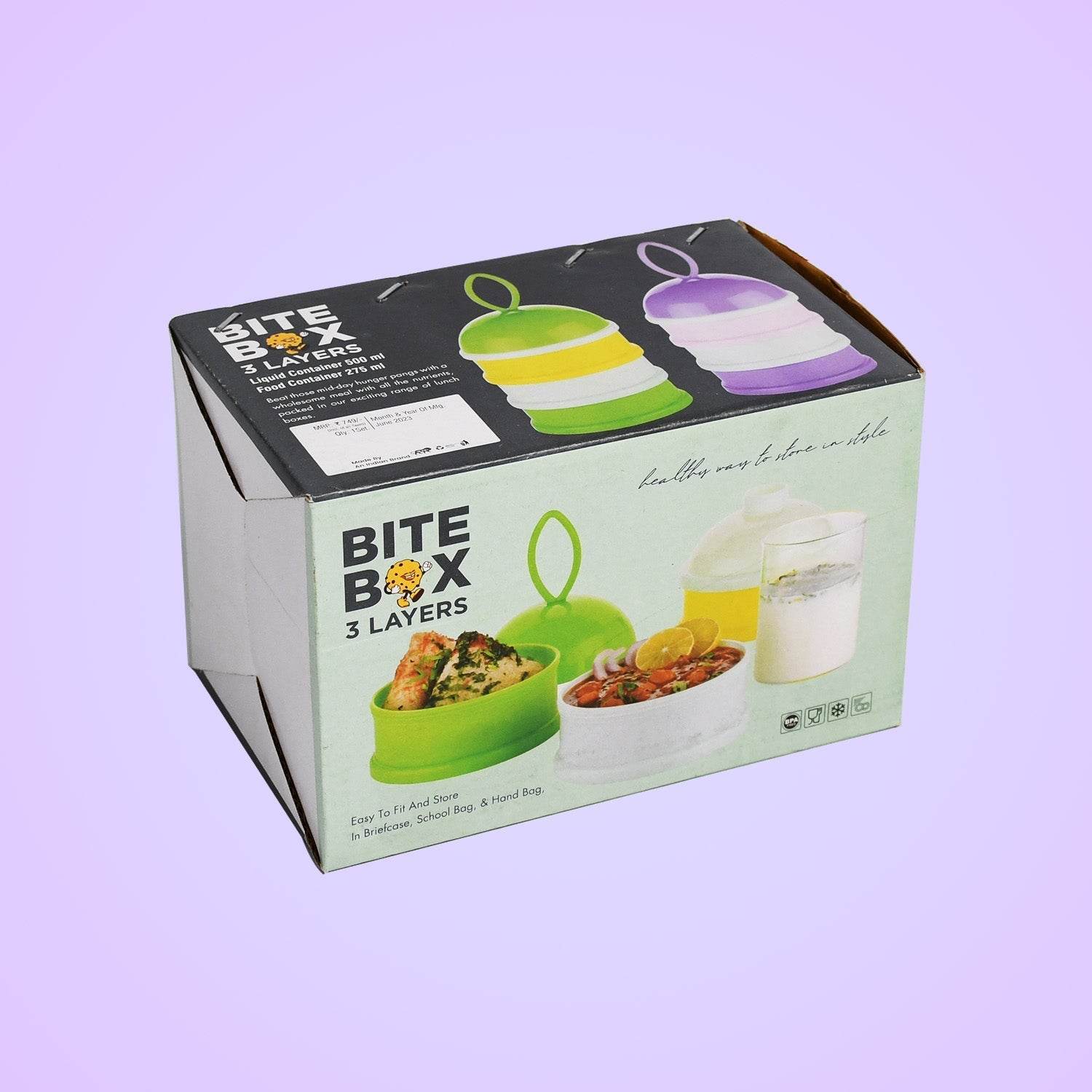 3 Layer Cute Portable Baby Food Milk Powder Storage Box Bottle Container Milk Powder Baby Food Container Bowl. (Purple) - infinityexculsivestore.com