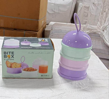 3 Layer Cute Portable Baby Food Milk Powder Storage Box Bottle Container Milk Powder Baby Food Container Bowl. (Purple) - infinityexculsivestore.com
