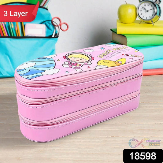 3 Layer Large Capacity With Multi - Functional Pencil Case (1 Pc) - infinityexculsivestore.com