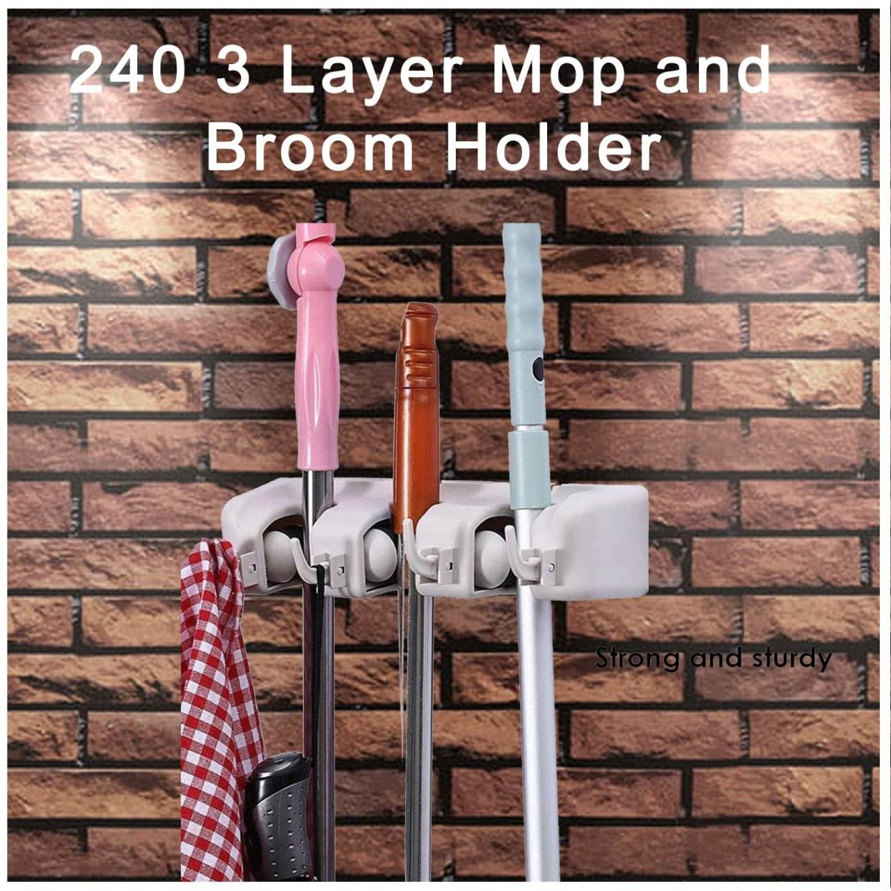 3 Layer Mop and Broom Holder - infinityexculsivestore.com