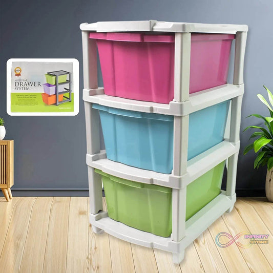3 - Layer Plastic Drawer Storage Organizer, Multi - Purpose Cabinet (1 Pc / Mix Color) - infinityexculsivestore.com