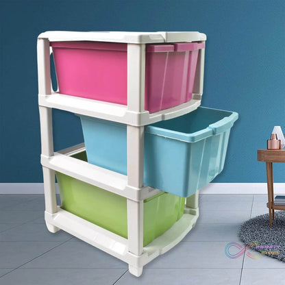 3 - Layer Plastic Drawer Storage Organizer, Multi - Purpose Cabinet (1 Pc / Mix Color) - infinityexculsivestore.com