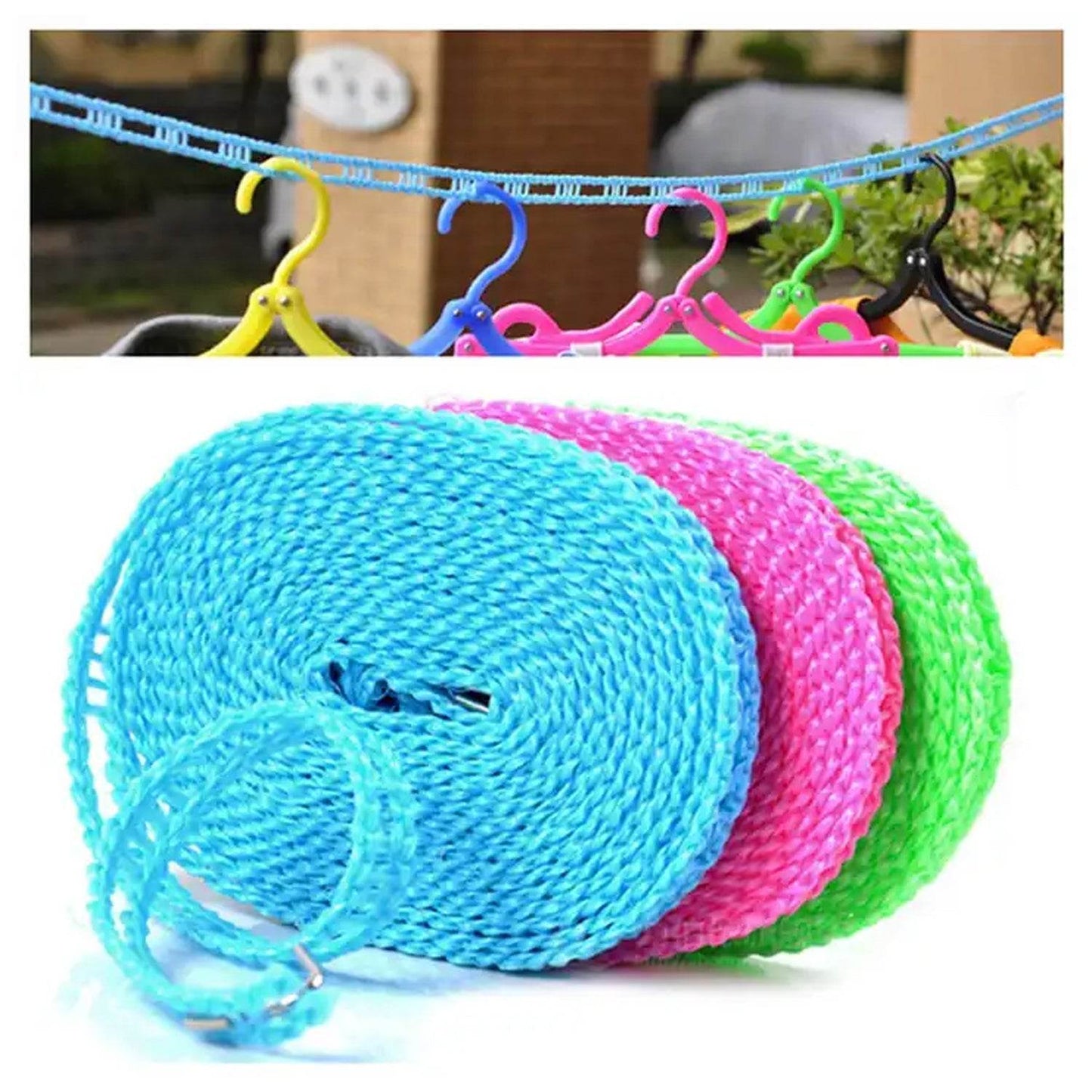 3 Meter Anti-Slip Clothesline Rope - Nylon, Hooks, Indoor/Outdoor - infinityexculsivestore.com