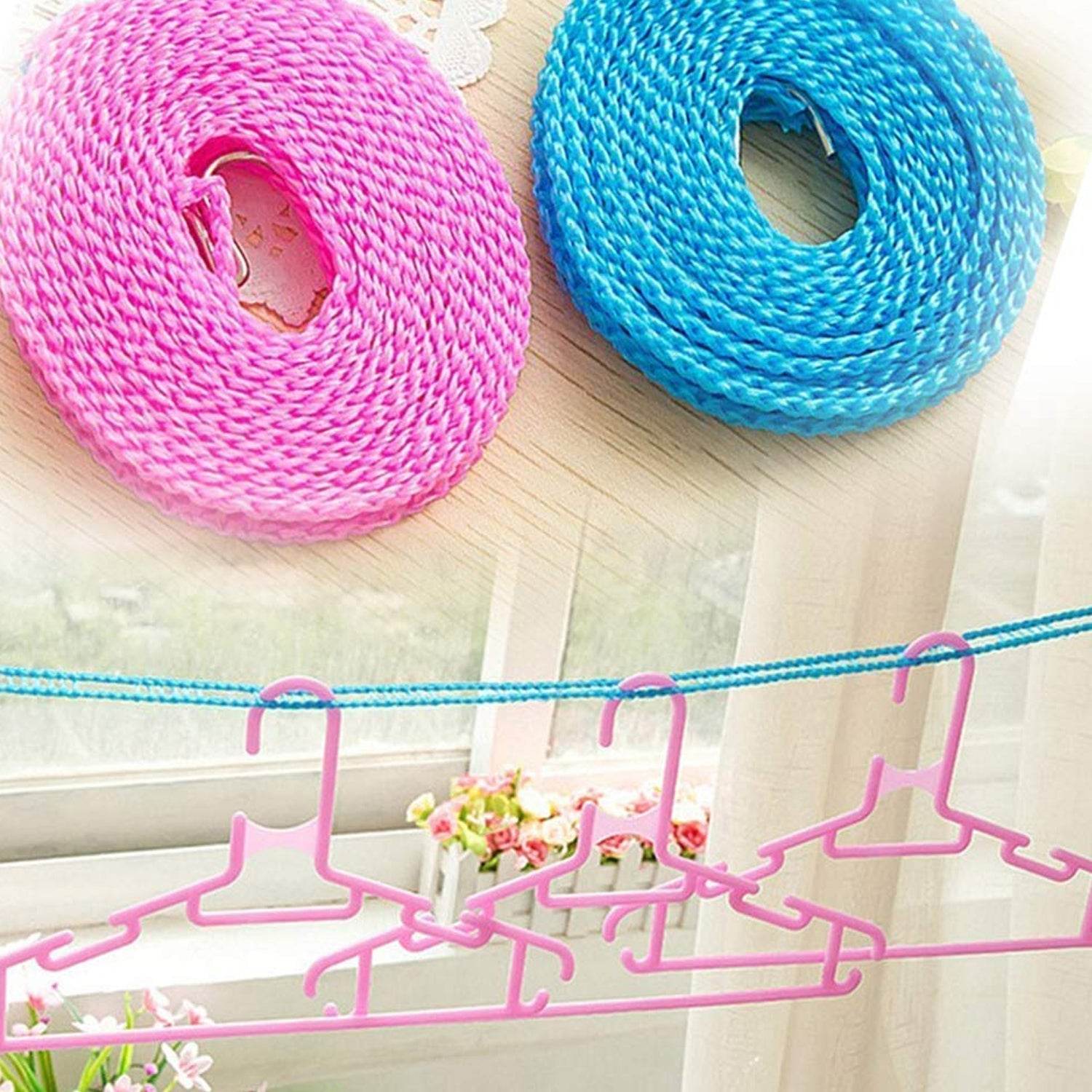3 Meter Anti-Slip Clothesline Rope - Nylon, Hooks, Indoor/Outdoor - infinityexculsivestore.com