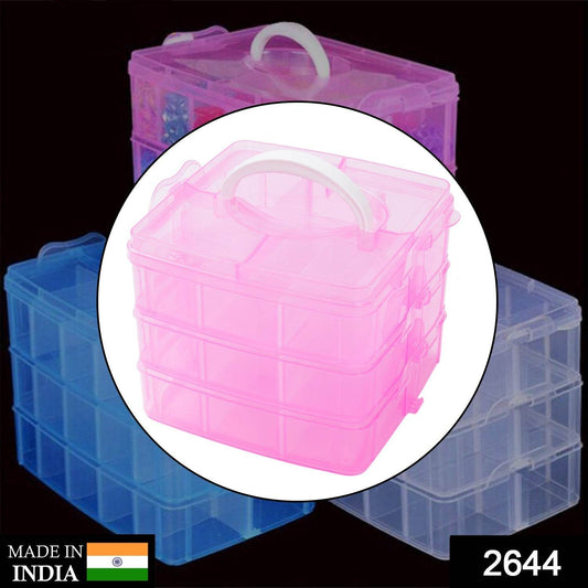 3-Tier 18 Sections Transparent Stackable Adjustable Compartment Slot Plastic Craft Storage Box - infinityexculsivestore.com