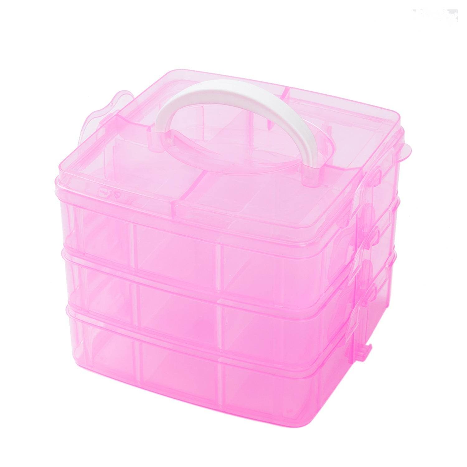 3-Tier 18 Sections Transparent Stackable Adjustable Compartment Slot Plastic Craft Storage Box - infinityexculsivestore.com