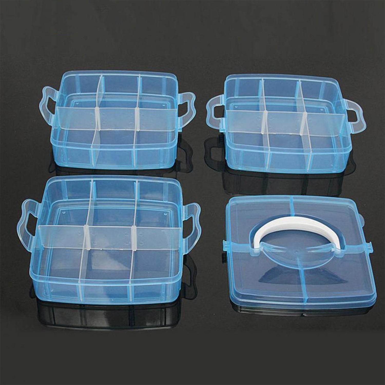 3-Tier 18 Sections Transparent Stackable Adjustable Compartment Slot Plastic Craft Storage Box - infinityexculsivestore.com