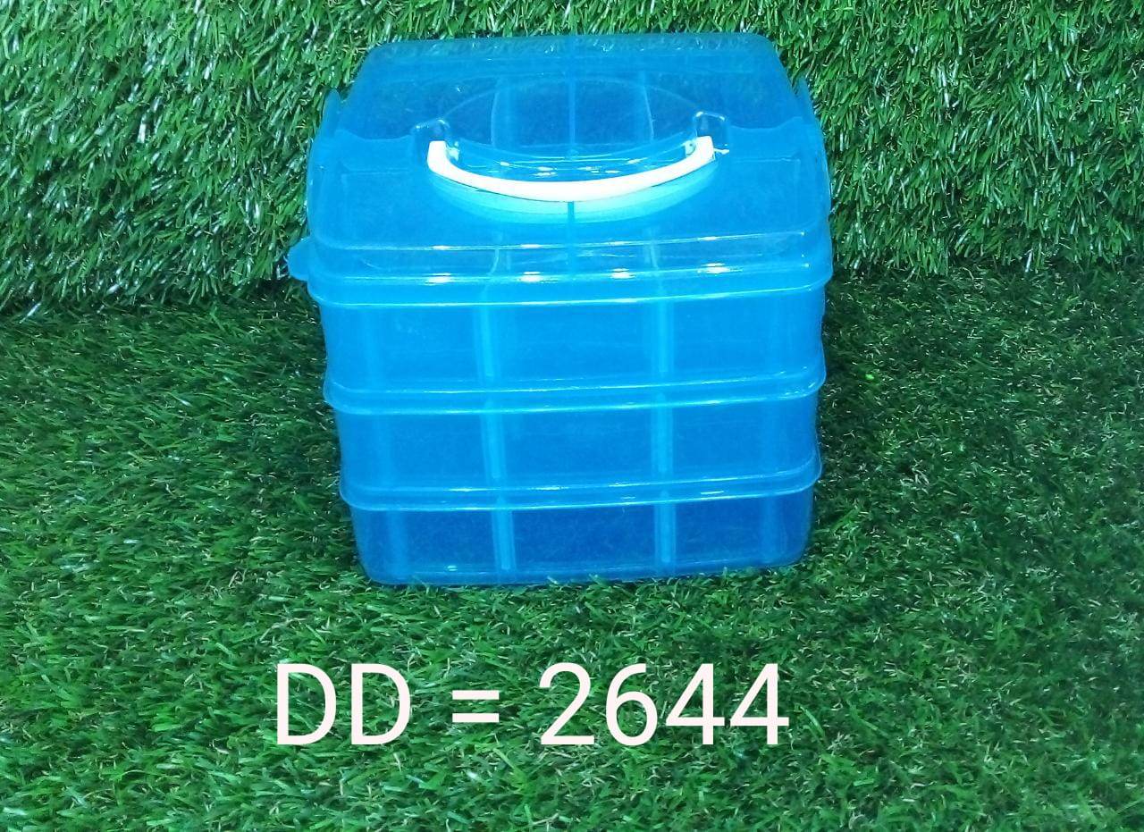 3-Tier 18 Sections Transparent Stackable Adjustable Compartment Slot Plastic Craft Storage Box - infinityexculsivestore.com