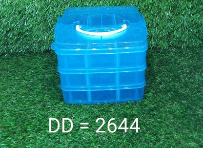 3-Tier 18 Sections Transparent Stackable Adjustable Compartment Slot Plastic Craft Storage Box - infinityexculsivestore.com