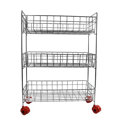 3 - Tier Stainless Steel Kitchen Trolley , Fruit & Vegetable Rack - infinityexculsivestore.com