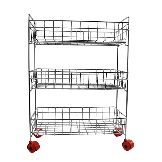 3 - Tier Stainless Steel Kitchen Trolley , Fruit & Vegetable Rack - infinityexculsivestore.com