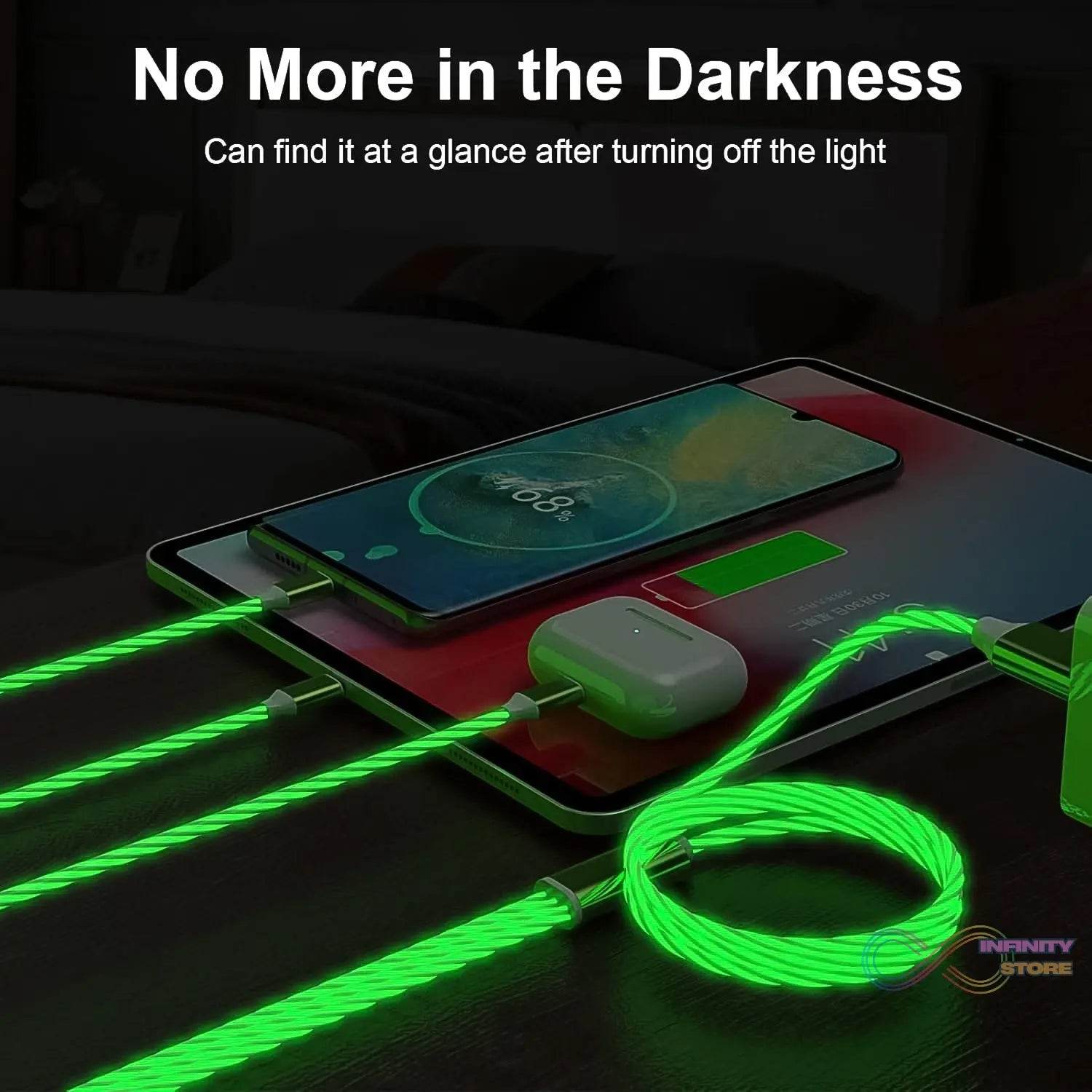 3 in 1 Charging Cable Light Up Fast Charger Multi Charging Cable (1 Pc) - infinityexculsivestore.com
