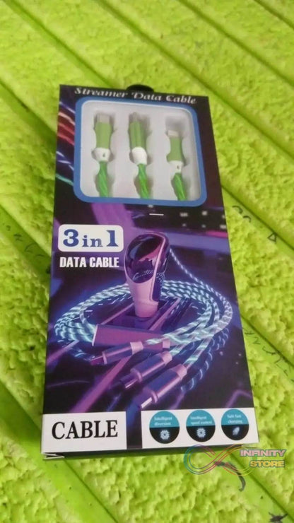 3 in 1 Charging Cable Light Up Fast Charger Multi Charging Cable (1 Pc) - infinityexculsivestore.com