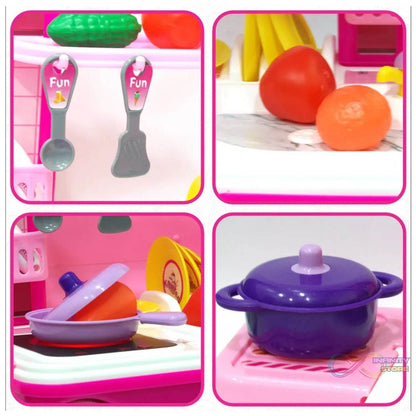3 in 1 Kitchen Set for Kids, Portable Pretend Play Toys for Kids with Suitcase (1 Set) - infinityexculsivestore.com