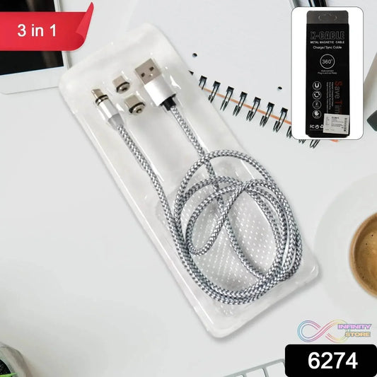 3 in 1 Magnetic Multi Charging Cable (1 Pc) - infinityexculsivestore.com