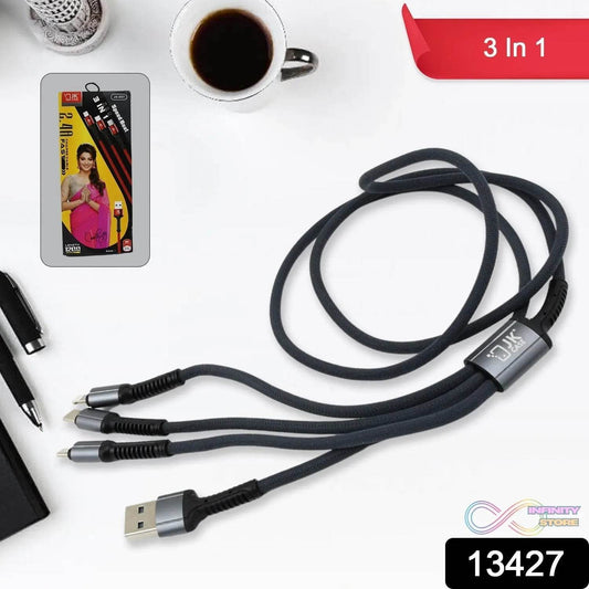 3 in 1 Multi Super Fast Charging Cable (1 Pc / 1200 MM) - infinityexculsivestore.com