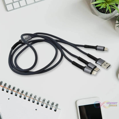 3 in 1 Multi Super Fast Charging Cable (1 Pc / 1200 MM) - infinityexculsivestore.com