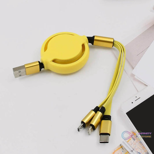 3 in 1 Retractable Charger Charging Cable (1 Pc / Mix Color) - infinityexculsivestore.com