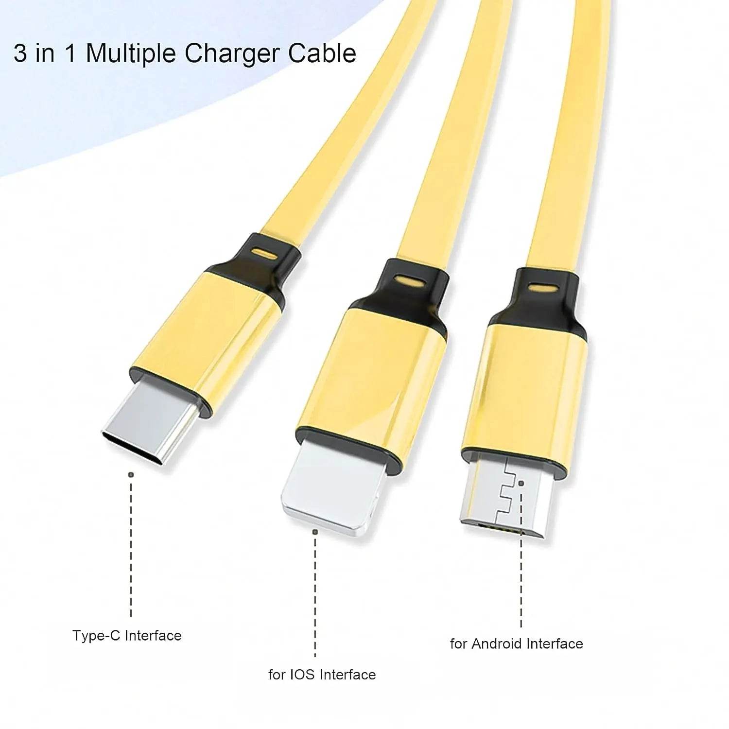 3 in 1 Retractable Charger Charging Cable (1 Pc / Mix Color) - infinityexculsivestore.com