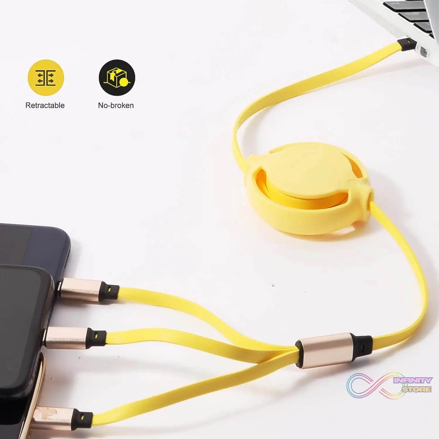 3 in 1 Retractable Charger Charging Cable (1 Pc / Mix Color) - infinityexculsivestore.com