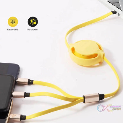 3 in 1 Retractable Charger Charging Cable (1 Pc / Mix Color) - infinityexculsivestore.com