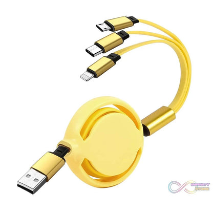 3 in 1 Retractable Charger Charging Cable (1 Pc / Mix Color) - infinityexculsivestore.com