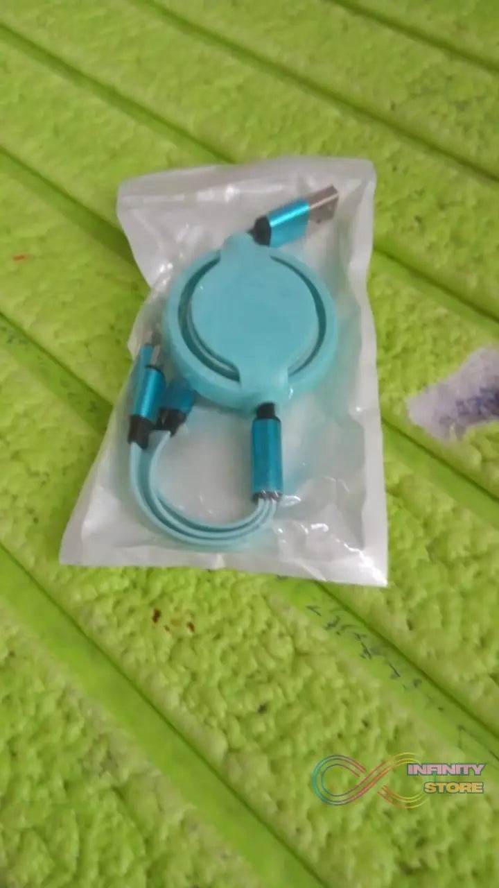 3 in 1 Retractable Charger Charging Cable (1 Pc / Mix Color) - infinityexculsivestore.com