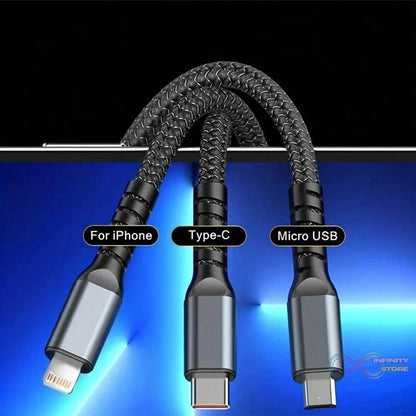 3 - in - 1 Super Fast Charging Cable 100w - infinityexculsivestore.com