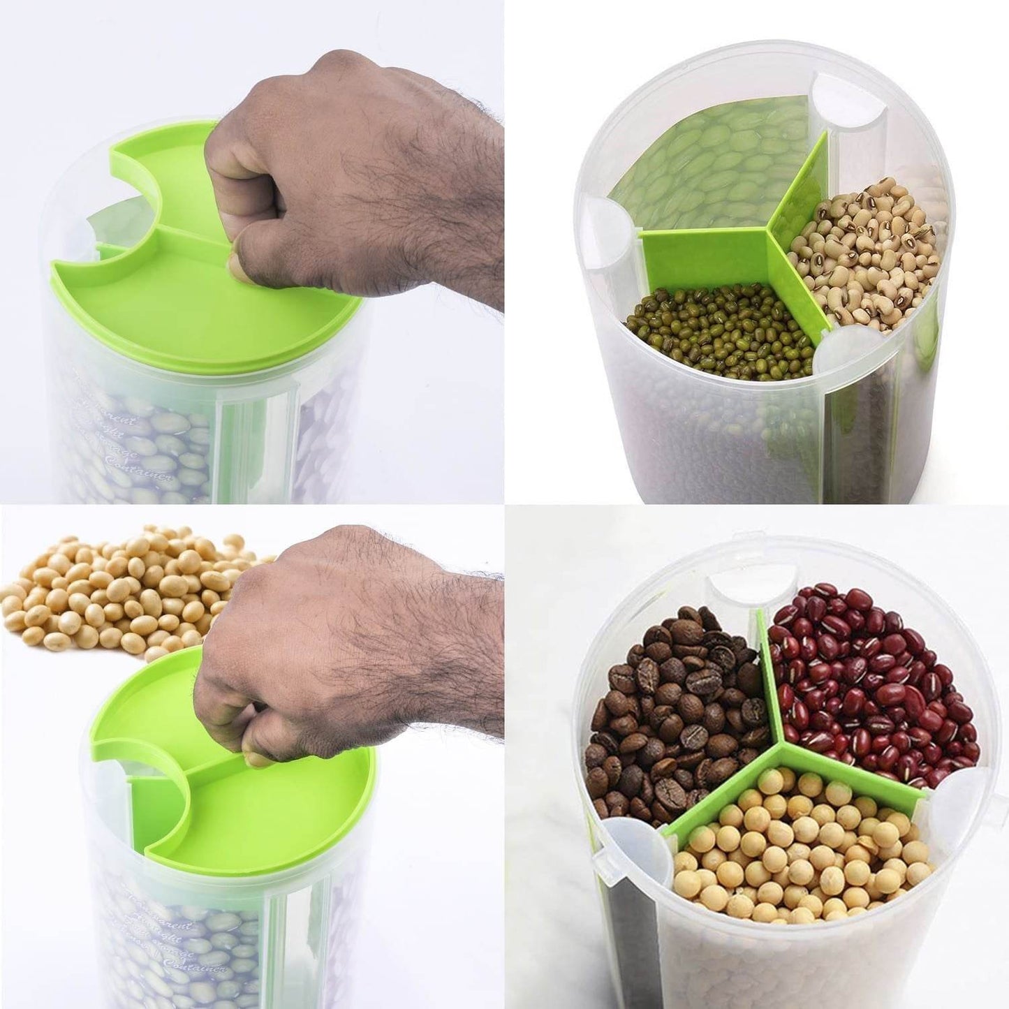 3 in 1 Transparent Air Tight Storage Dispenser Container (With Color Box) - infinityexculsivestore.com