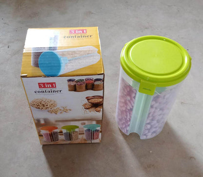 3 in 1 Transparent Air Tight Storage Dispenser Container (With Color Box) - infinityexculsivestore.com
