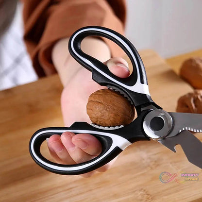 3 in1 Multi - Function Kitchen Household for Vegetables, Fruit, Cheese & Meat Slices with Bottle Opener Stainless Steel Sea Food Scissor (1 Pc ) - infinityexculsivestore.com