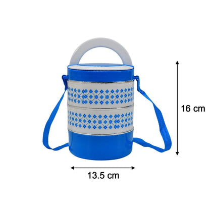 3 layer Adjustable Insulated Tiffin Set of 1, Blue 3 Containers Lunch Box - infinityexculsivestore.com