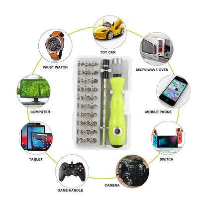 32 In 1 Mini Screwdriver Bits Set With Magnetic Flexible Extension Rod For Home Appliance, Laptop, Mobile and Computer Repairing - infinityexculsivestore.com