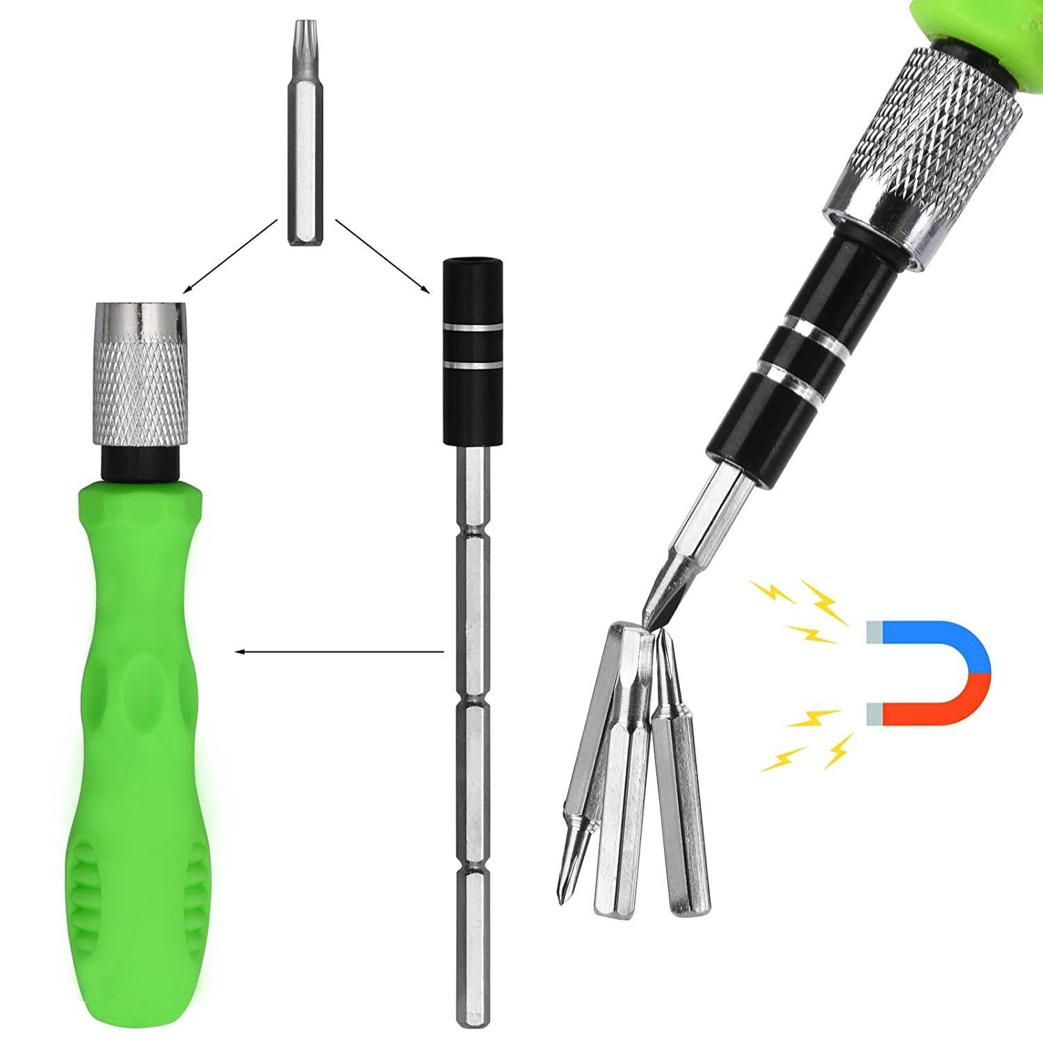 32 in 1 Mini Screwdriver Bits Set with Magnetic Flexible Extension Rod - infinityexculsivestore.com